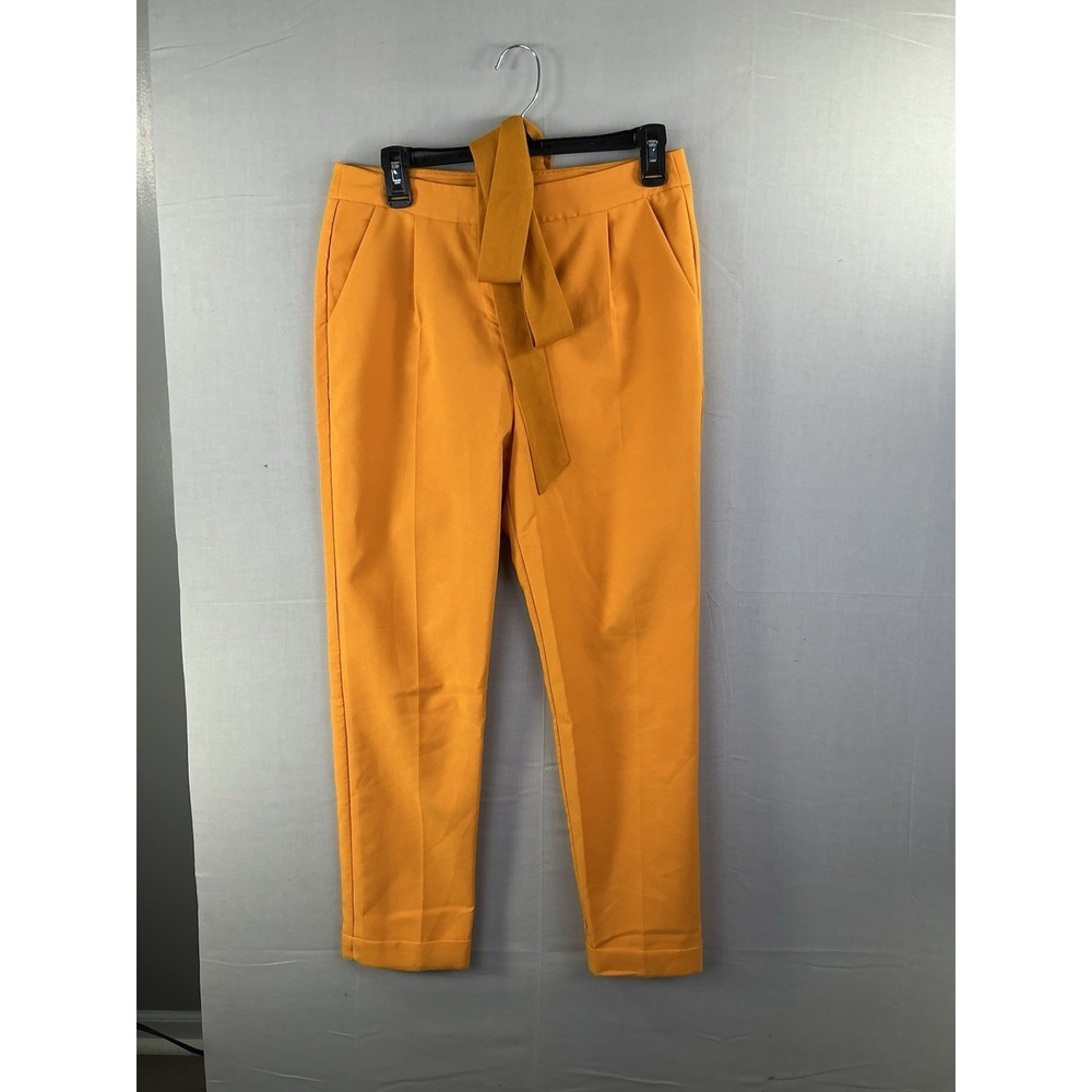 Charlotte Russe Mustard Yellow Tie Waist Ankle Pants Women's Size S
